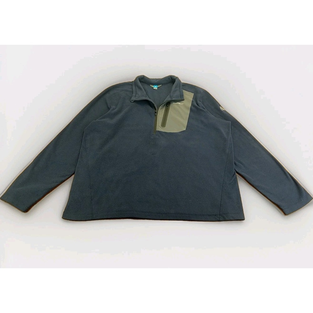 Eddie Bauer First Ascent Blue 1/2 Zip Smooth Fleece Pullover Top Men's XXL‎